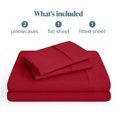 thumbnail image 2 of Bare Home Premium 1800 Collection Ensemble de Draps 4 Pcs, Tête Fendue Très Grand Flexible, Rouge, 2 of 10