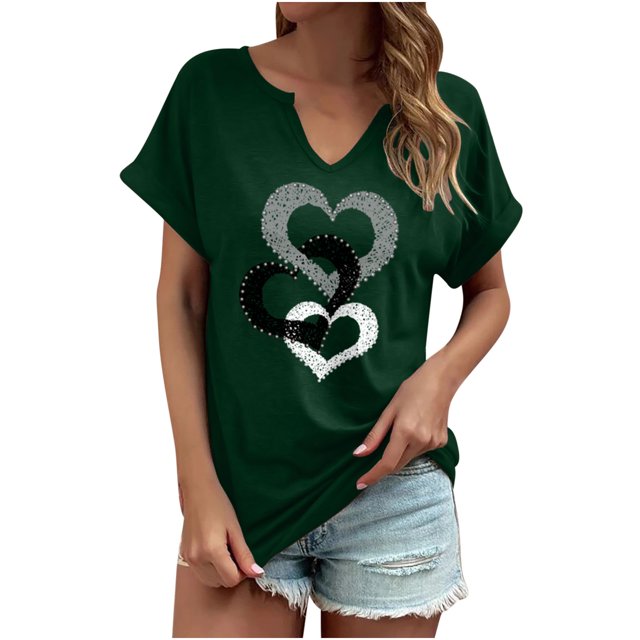 Birdeem T-Shirt Décontracté pour Femmes à Imprimé, Col en V, Manches Courtes, Coupe Ample