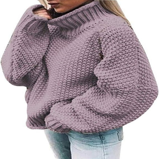 MesaSe Tunique à Long Col Roulé Surdimensionnée pour Femmes Chandail à Manches Chauve-Souris en Tricot