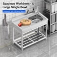 thumbnail image 3 of AKDSteel Évier Utilitaire Autoportant, Bol Simple en Acier Inoxydable avec Rangement sous le Comptoir et Plateau d'Égouttage, Comprend un Tuyau d'Eau Chaude et Froide et un Robinet, Parfait pour Garage, Restaurant Ou Buanderie, 3 of 7