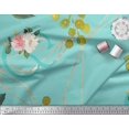 thumbnail image 3 of Soimoi Green Heavy Canvas Fabric Leaves & Ranunculus Floral Print Sewing Fabric Yard 58 Inch Wide, 3 of 5