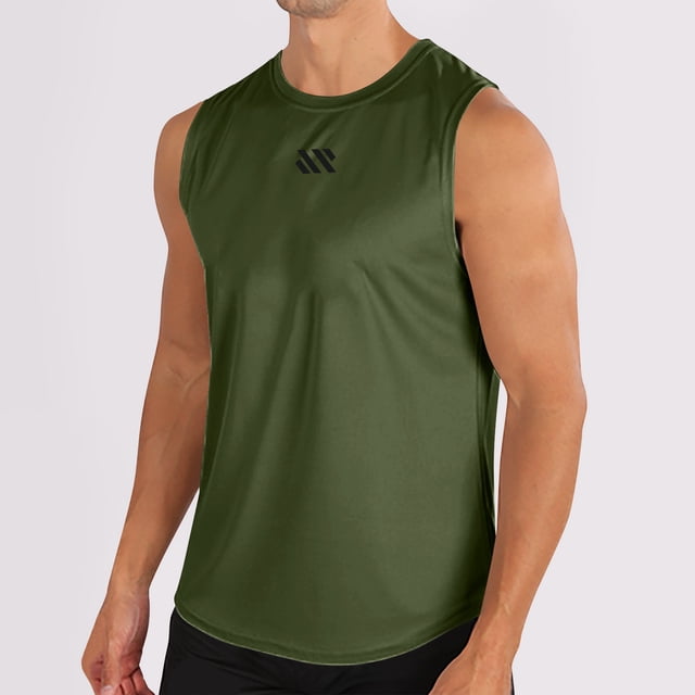 Styesk Tank Tops Men Fashionable Men's Round-neck Solid Color Mesh Drying Sleeveless