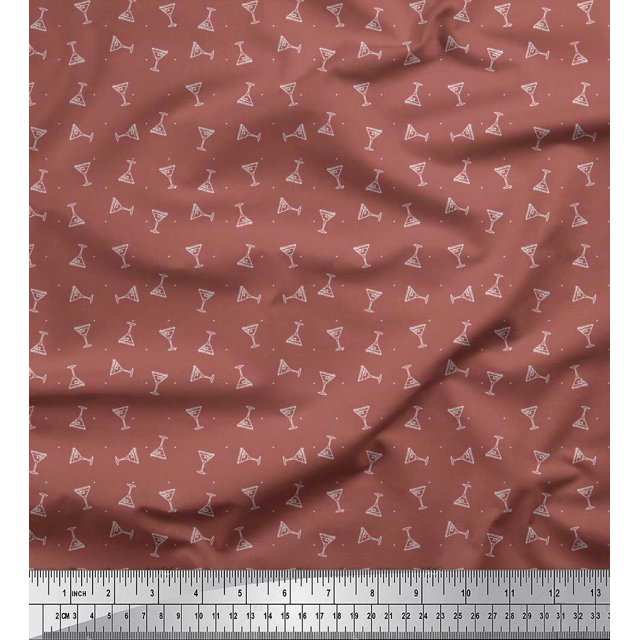 Soimoi Poly Georgette Fabric Dot & Glass Shirting Fabric Prints by Yard 52 Inch Wide