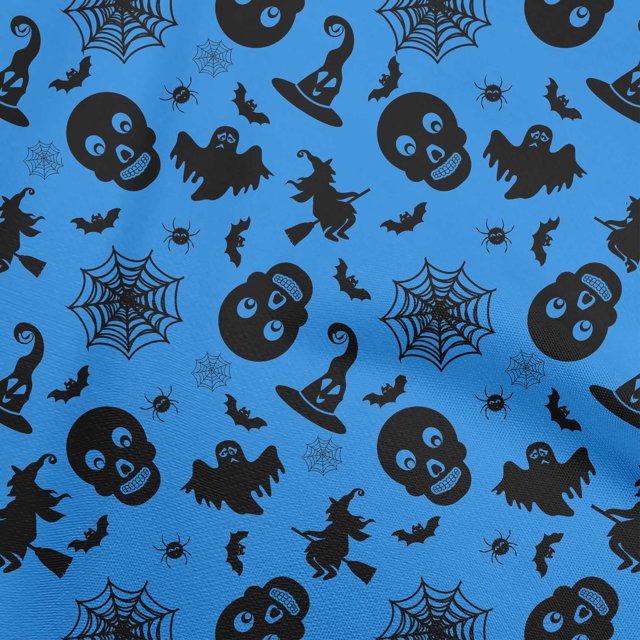 oneOone Polyester Spandex Medium Blue Fabric Halloween Craft Projects Decor Fabric Printed By The Yard 56 Inch Wide