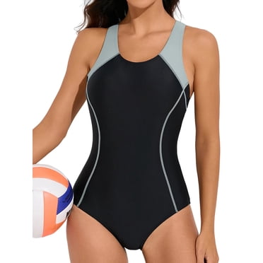 Charmo One Piece Athletic Racerback Swimsuit Women Slimming Bathing Suits Color Block Training Swimwear for Women