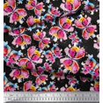 thumbnail image 3 of Soimoi Black polyester Crepe Fabric Insect Watercolor Print Sewing Fabric BTY 42 Inch Wide, 3 of 3