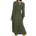 thumbnail image 3 of MAWCLOS Robe Maxi Ample à Manches Longues pour Femmes, Robe Évasée de Fête, Ligne A, Vert G, 3 of 3
