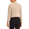 thumbnail image 3 of INSPIRE CHIC Blazer de Travail de Bureau pour Femme Sans Col Veste de Complet d'Affaires Décontractée Blazer Court P Camel, 3 of 6