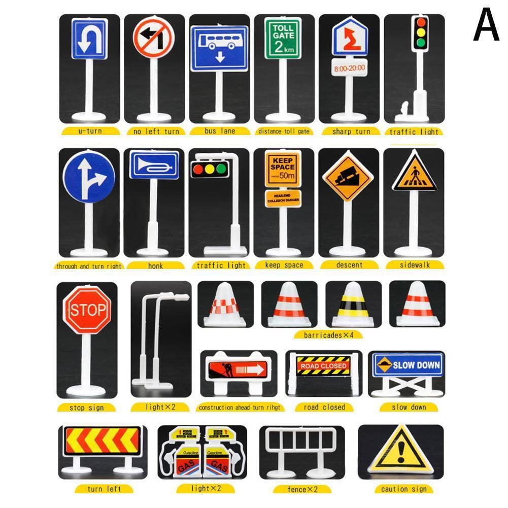 Riforla 28 Pcs Accessoires de Voiture Jouet Panneaux de Circulation Enfants Enfants Jouer Apprendre Jouet Jeu Éducation A Riforla 28 Pcs Accessoires de Voiture Jouet Panneaux de Circulation Enfants Enfants Jouer Apprendre Jouet Jeu Éducation A
