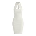 thumbnail image 4 of XiYing Robe Midi Élégante à Col Montant pour Femme, Robe de Cocktail Sans Manches Extensible et Infroissable avec Découpes et Goutte d'Eau pour Soirées Cocktail et Rendez-Vous, Taille Ajustée avec Silhouette de Sablier, S-TTG,, 4 of 9