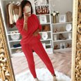 thumbnail image 4 of Pompotops Womens Solid Color Off Shoulder Long Sleeve Cable Knitted Warm Two-Piece Long Pants Sweater Suit Set, 4 of 6