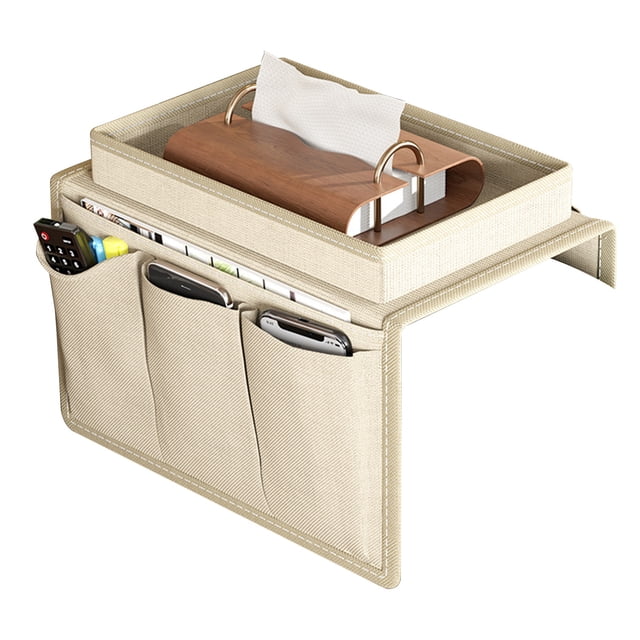 WRKEKC Clearance 5-Pocket Sofa Armrest Organizer - Bedside Storage Caddy for Remote/Tablet/Books/Magazines