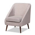 thumbnail image 1 of Baxton Studio Chaise d'Appoint en Tissu à Pied-de-Poule en Brun et Blanc, 1 of 9