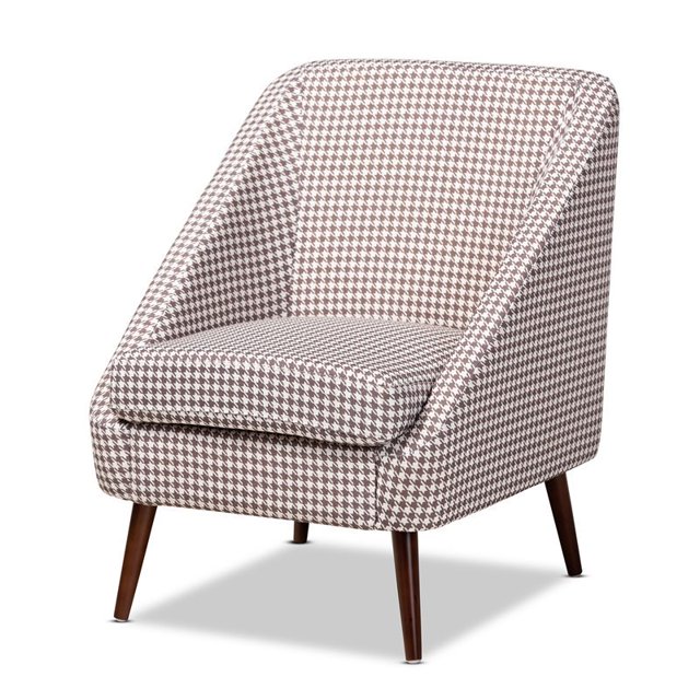 Baxton Studio Chaise d'Appoint en Tissu à Pied-de-Poule en Brun et Blanc