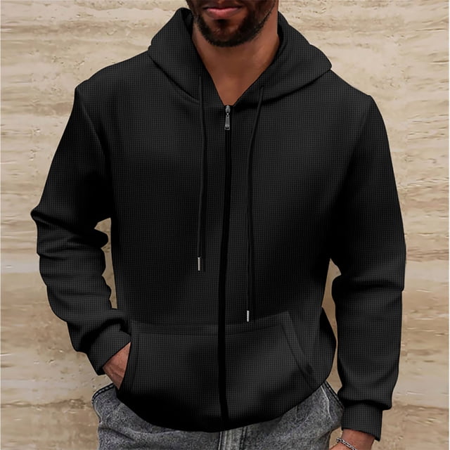 LOVZFMLL Jackets for Men's Solid Color Hooded Cardigan Loose Casual Sports Zipper Sweatshirt Jacket