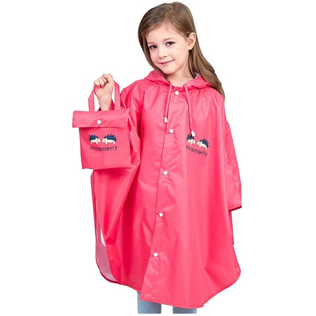 Children‘s Boys Girls Dinosaur Rainbow Printed Button Rain Jacket Hooded Windproof Raincoat