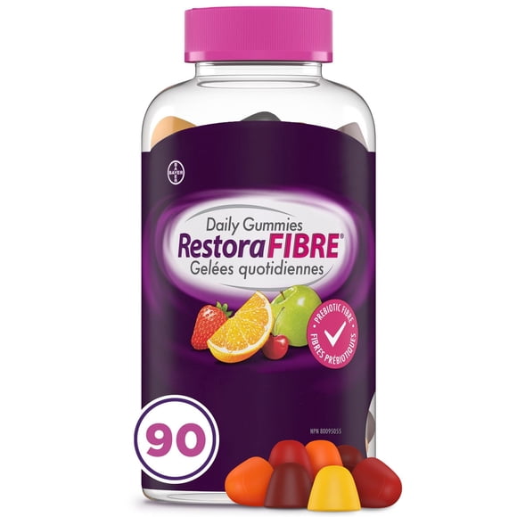 RestoraFIBRE Daily Prebiotic Fibre Gummies – for Men & Women, Naturally Sourced Inulin, Supports Regularity & Digestive Health, 6 Fruit Flavors 90ct