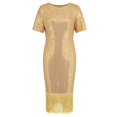 thumbnail image 4 of UPPADA Robe à Col Rond pour Femmes, Couleur Unie, Robes d'Invitée de Mariage, Ceinture, Cocktail, Tenue de Travail, Coupe Ajustée, Robe Crayon, Robes Midi Décontractées, Liquidation, Vêtements pour Femmes, 4 of 8