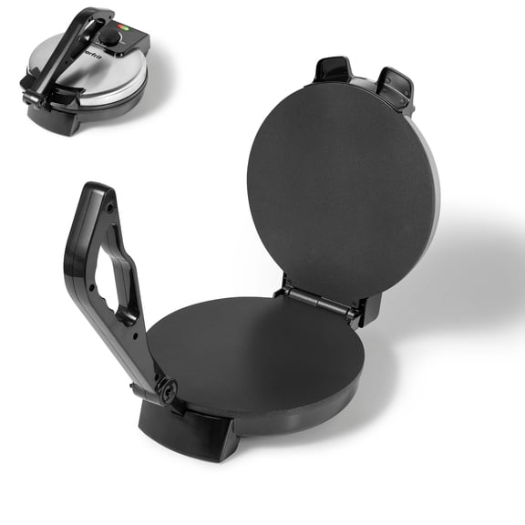 Presse à Roti et Tortilla Électrique Starfrit 10 po, 1200W, Acier Inoxydable, 1 Pièce., Plaques Antiadhésives à Chauffage Rapide et Uniforme