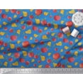 thumbnail image 2 of Soimoi Blue polyester Crepe Fabric Mix Fruit Print Fabric by the Yard 42 Inch Wide, 2 of 3