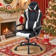 thumbnail image 1 of Video Gaming Chair, PU Leather Racing Chair, Ergonomic Office Chairs High Back Gamer Chair Computer Desk Chairs Lumbar Support with Arms Swivel Chair  for Adults(White), 1 of 8