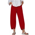thumbnail image 2 of RXIRUCGD Capris d'Été Confortables et Amples pour Femmes, Couleur Unie, Rouge, Taille : 4TG, 2 of 5