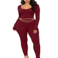 thumbnail image 1 of Women Long Jumpsuit Solid Color Long Sleeve U Neck Slim Bodysuit, 1 of 7
