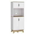 thumbnail image 1 of FM FURNITURE Brussel Armoire de Garde-Manger pour Micro-Ondes à 2 Portes en Bois d'Ingénierie, Blanc, 1 of 7