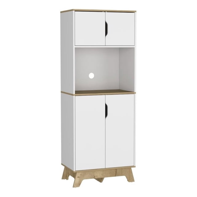 FM FURNITURE Brussel Armoire de Garde-Manger pour Micro-Ondes à 2 Portes en Bois d'Ingénierie, Blanc