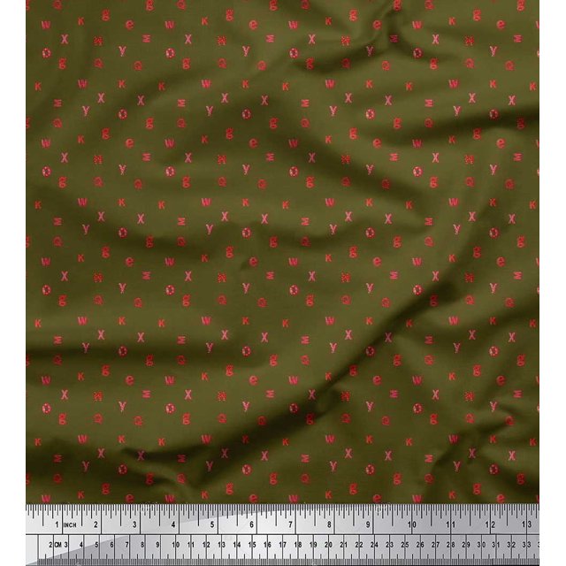 Soimoi Polyester Crepe Fabric Alphabets Shirting Print Sewing Fabric Yard 52 Inch Wide