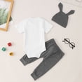 thumbnail image 3 of MIASHUI Baby Boys My First Easter Outfits Clothes Bunny Bodysuit with Rabbit Hat,White,3-6 Months, 3 of 7