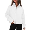 thumbnail image 1 of CHCNHAC Vestes à Capuche Zippées pour Femmes, Décontractées, Douces, Confortables, en Polaire, Poches Doubles, Chandails en Molleton Oversize à Col Rond, Tenues de Mode Automne, Blanc TG, 1 of 7