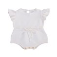 thumbnail image 1 of Newborn Infant Baby Girl Jumpsuit Solid Color Ruffle Sleeveless Knit Drawstring Romper Clothes Purple 12-18 Months, 1 of 7