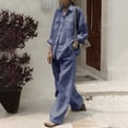thumbnail image 2 of Timegard Lounge Sets for Women 2 Piece Plus Size Cotton Linen Button up Shirts Loose Pants Lightweight Outfits, 2 of 6