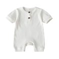 thumbnail image 1 of Baby Boys Girls Romper Ribbed Short Sleeve Knit Cotton One Piece Jumpsuit, 1 of 6