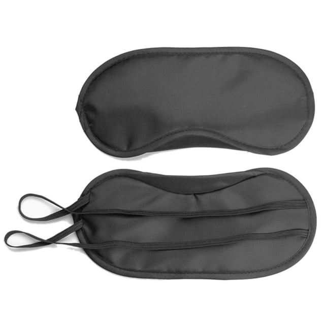 Agiferg 1PC New Pure Silk Sleep Eye Mask Padded Shade Cover Travel Relax Aid in black, crafted from soft charmeuse silk for a hypoallergenic and ultra-comfort fit. Designed to block ambient light completely, it features adjustable elastic straps for secure wear during sleep or travel. Ideal for promoting restful sleep and aiding relaxation. Dimensions are approximately 19cm x 8.5cm with elastic bands measuring 30cm.