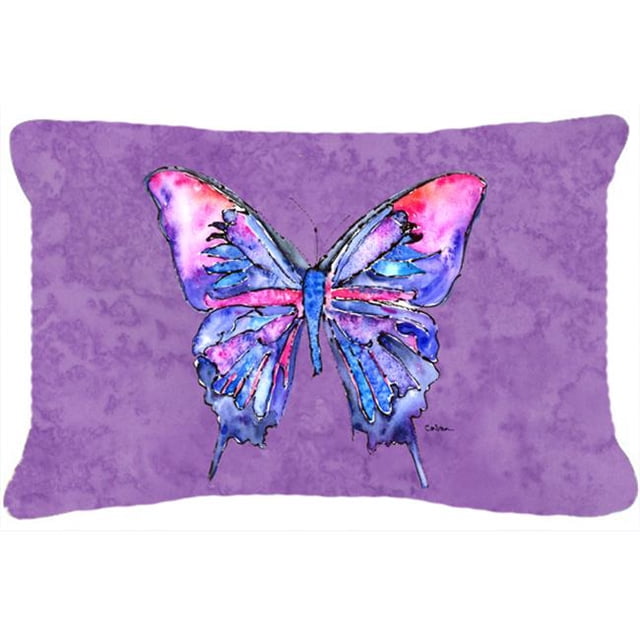12 x 16 In. Butterfly on Purple Indoor & Outdoor Fabric Decorative Pillow