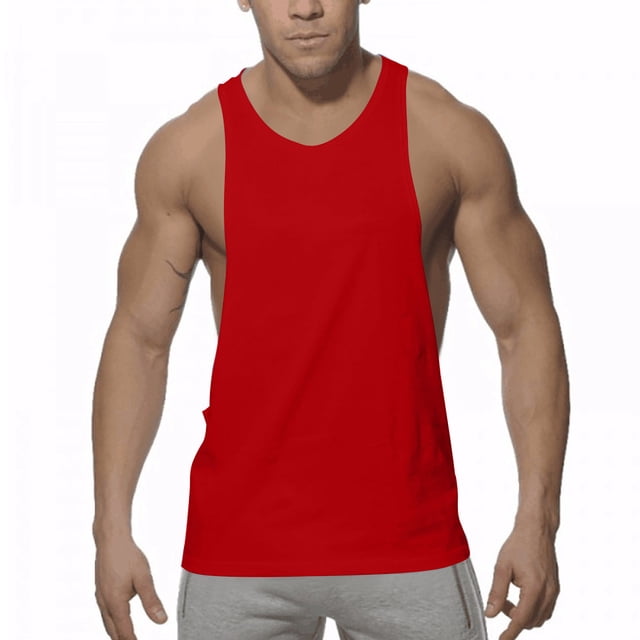 Plebaso Cotton Tank Tops for Men Workout Sleeveless Muscle Shirts Lightweight Summer Athletic Running Tee