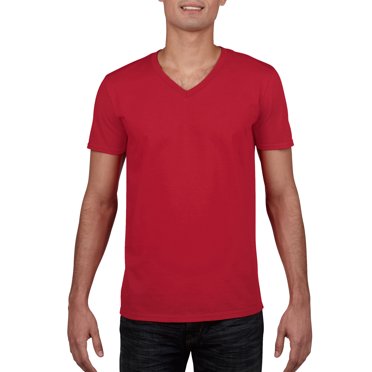 Gildan Mens Softstyle V-Neck T-Shirt, L, Cherry Red