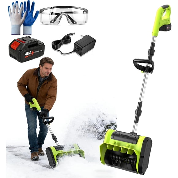 Brushless Electric Cordless Snow Shovel, 12’’ Cordless Snow Blower, Snow Thrower Battery Powered, Adjustable Direction Electric Shovel for Snow Removal Tool for Pathways, Patios, Decks & Driveways