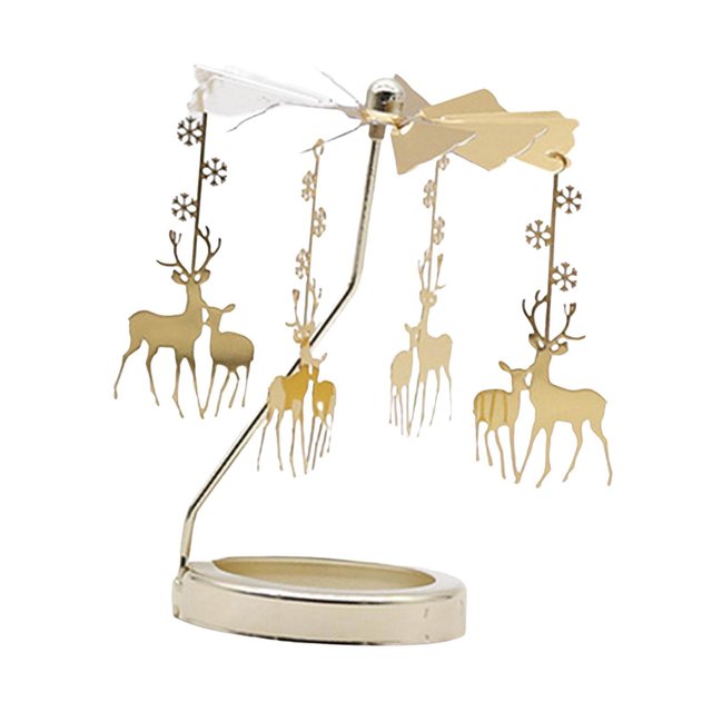 fastboy Spinning Tea Light Candle Holder Candle Lover Ornament Rotating Candlestick Elk