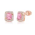 thumbnail image 2 of Multicolor Earrings Color Zircon Single Full Diamond, Crystal Earrings(Platinum Rectangle), 2 of 9