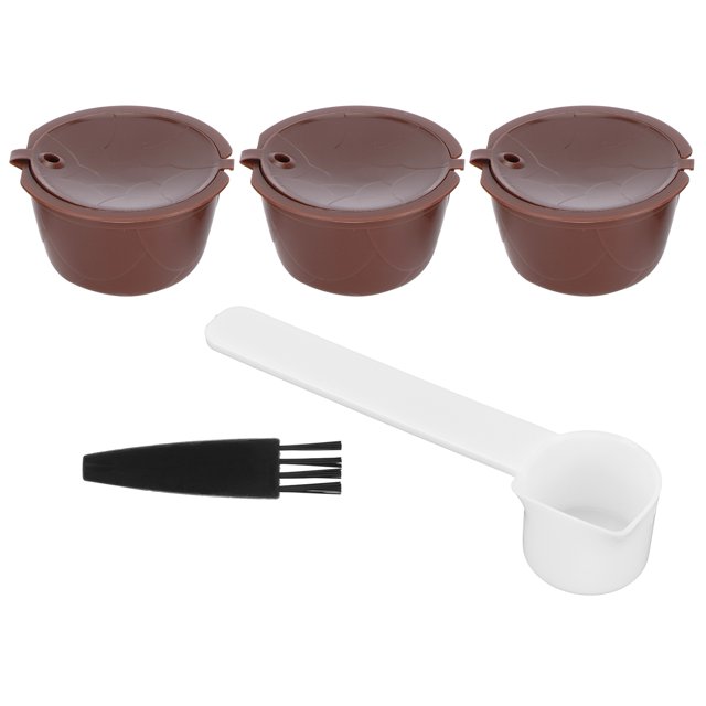 Capsules de Café Réutilisables Rechargeables Tasse à Café Filtre Kit Adapté pour DOLCE GUSTO Machine (Café 3 Capsules1 Cuillère 1 Brosse)