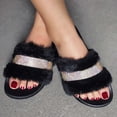 thumbnail image 1 of LSLJS Pantoufles pour Femmes, Chaussures d'Intérieur d'Été en Suède pour Femmes pour l'Intérieur et l'Extérieur avec Strass, Pantoufles de Maison pour Femmes, 1 of 6