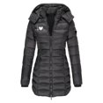 thumbnail image 1 of Fankiway Veste Décontractée Mi-Longue à Capuche à Manches Longues pour Femme avec Petit Imprimé Style Noir 3TG, 1 of 4