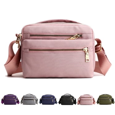 CHOK Sac d'Épaule en Nylon pour Femmes, Sac Bandoulière Imperméable, Sac à Main à Multiples Poches, Grande Capacité, Sac Messager - Gris Pâle