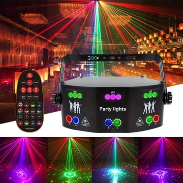 LNGOOR 15 Lens Led Stage Lights RGB DJ Disco Lights DMX512 Party Lights Razor Lights Sound Control Activity Party Lights Strobe Effect Light Beam Projection Lights With Remote Control For