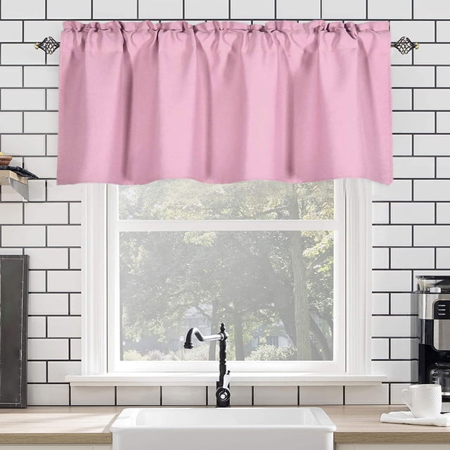 Valance Curtain for Kitchen, Blackout Window Valance Curtains for Living Dining Room, Sun Blocking Valances 57x18 Inches Polyester Rod Pocket