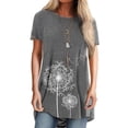 thumbnail image 2 of yingyy Femmes T-shirt Imprimé Casual Chemisier Manches Courtes Col Rond Top, Bleu, S Gris XXL, 2 of 5