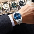 thumbnail image 3 of POEDAGAR Montre de Mode pour Homme en Quartz Bleu en Acier Inoxydable Analogique Étanche Lumineuse avec Date, 3 of 5